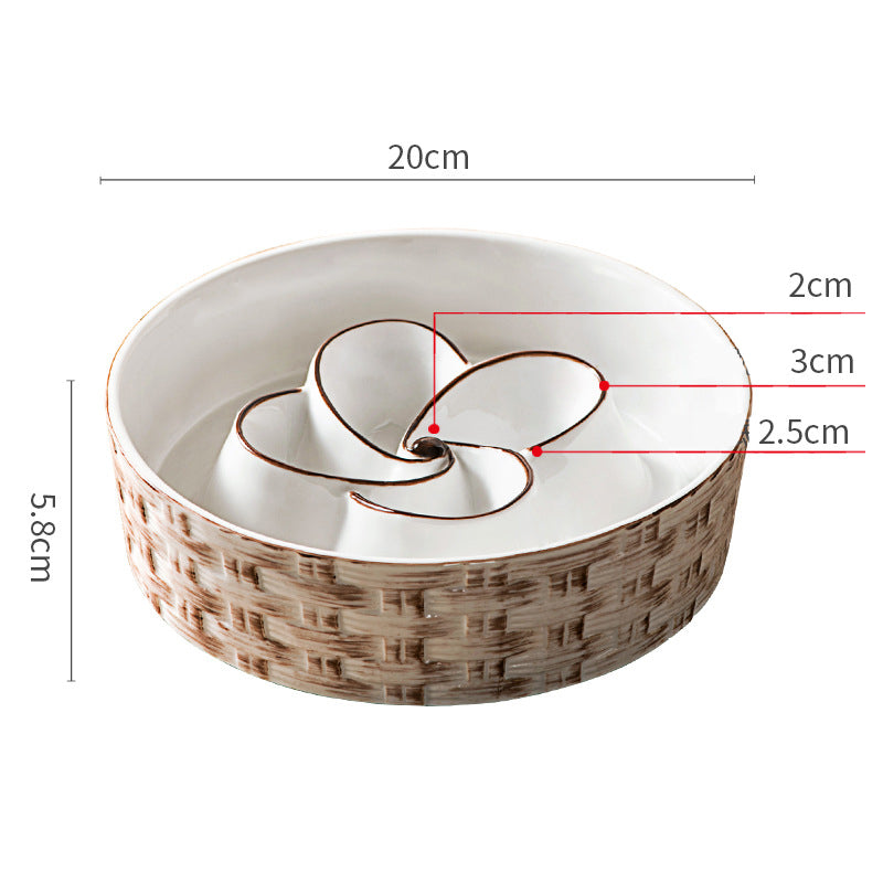 Ceramic Slow Feeder Dog Bowl - Anti-Choking Non Slip Bowl for Medium Large Dogs