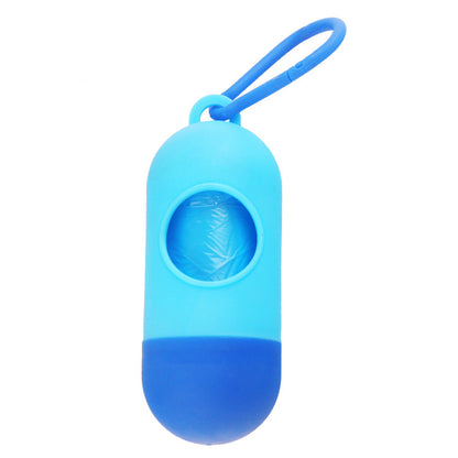 Dog Poop Bag Dispenser With Hook in blue, designed for convenient pet waste disposal on walks.