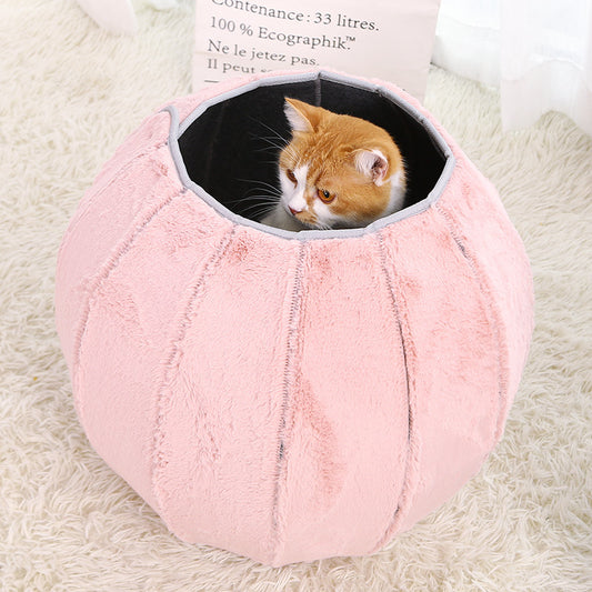 Plush Cat Tunnel Toy - Soft Interactive Play Tunnel for Cats