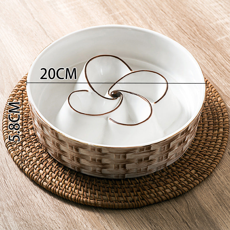 Ceramic Slow Feeder Dog Bowl - Anti-Choking Non Slip Bowl for Medium Large Dogs