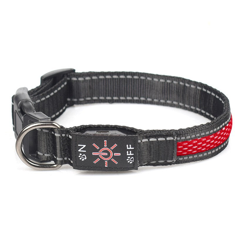 LED Luminous Dog Collar - USB-C Rechargeable Waterproof Nylon Mesh for Dogs