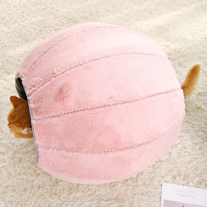 Plush Cat Tunnel Toy - Soft Interactive Play Tunnel for Cats