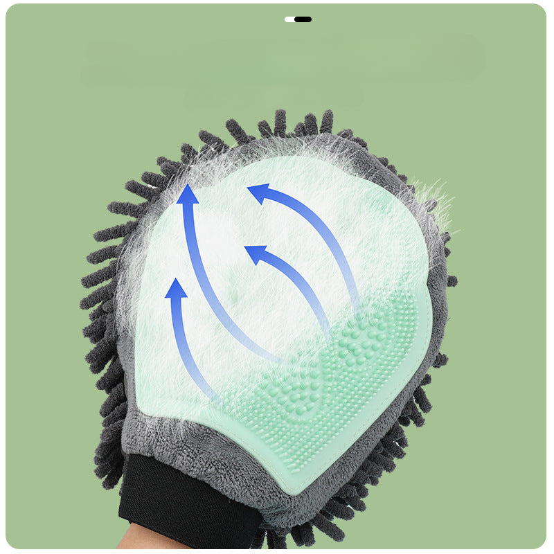 Pet Bathing Brush Grooming Minimum - 2-in-1 Massage Glove for Dogs and Cats
