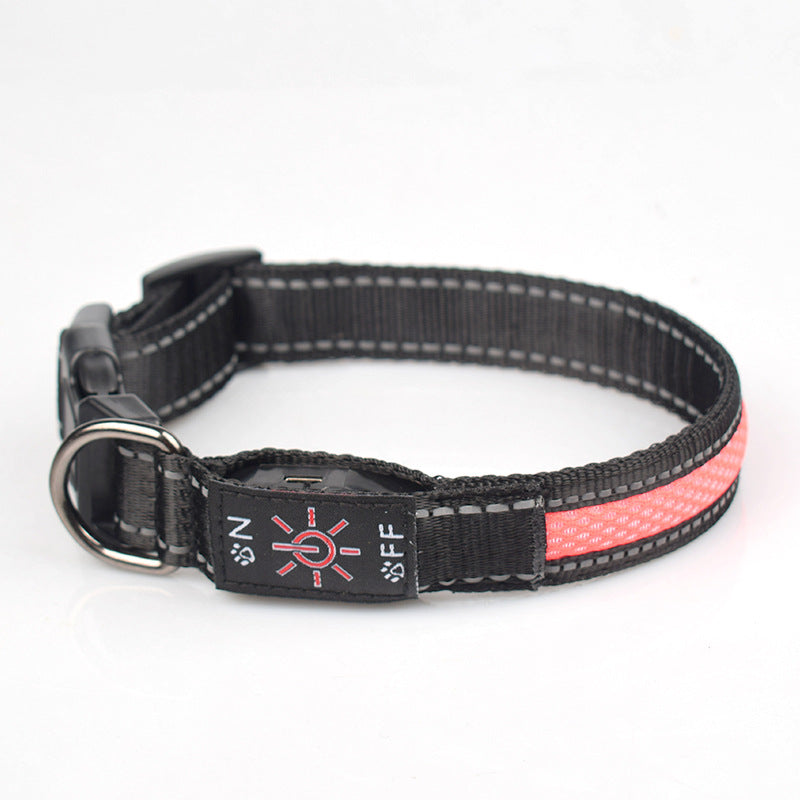 LED Luminous Dog Collar - USB-C Rechargeable Waterproof Nylon Mesh for Dogs