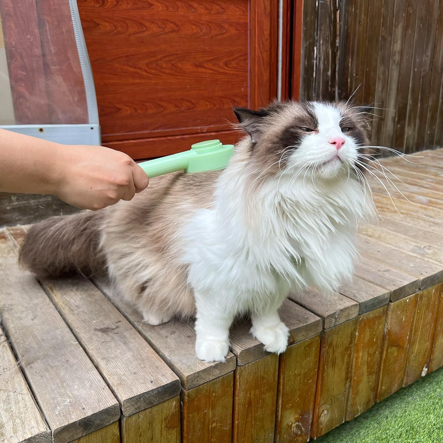 2-in-1 Cat Deshedding Grooming Brush - Hair Remover for Long Haired Cats and Dogs