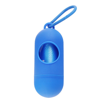 Dog Poop Bag Dispenser With Hook in blue, perfect for convenient pet waste disposal during walks.