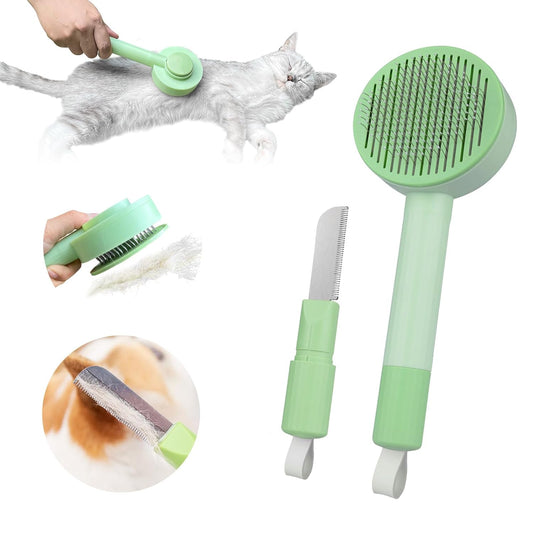 2-in-1 Cat Deshedding Grooming Brush - Hair Remover for Long Haired Cats and Dogs