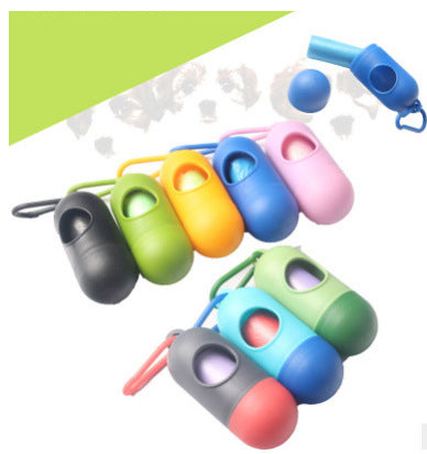 Colorful Dog Poop Bag Dispenser With Hook set, ideal for pet owners to keep walks clean and convenient.