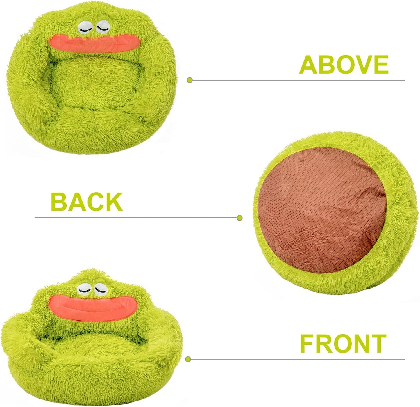 Calming Donut Dog And Cat Bed - Soft Plush Cartoon Design for Small Pets