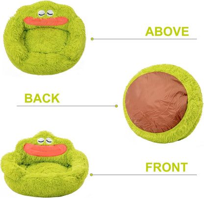Calming Donut Dog And Cat Bed - Soft Plush Cartoon Design for Small Pets