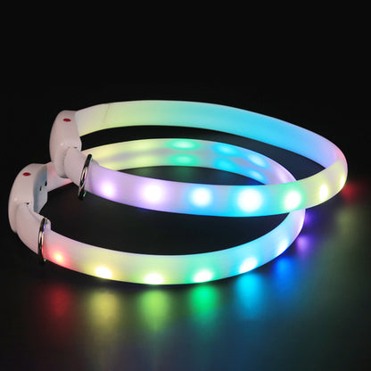 LED Glowing Dog Collar - USB Rechargeable Flashing Night Safety Collar for Dogs