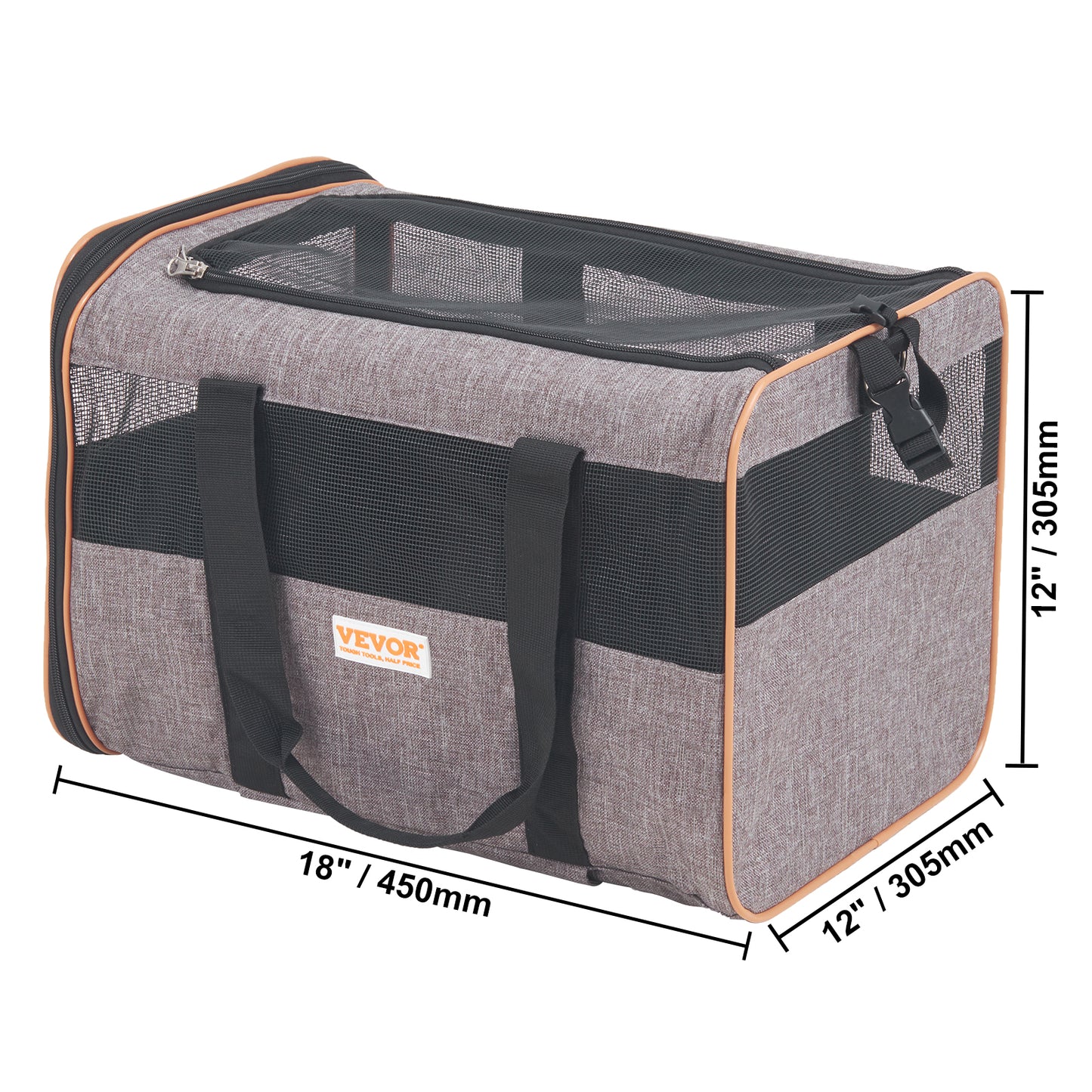 Rolling Cat Carrier With Wheels - Airline Approved Telescopic Handle Grey