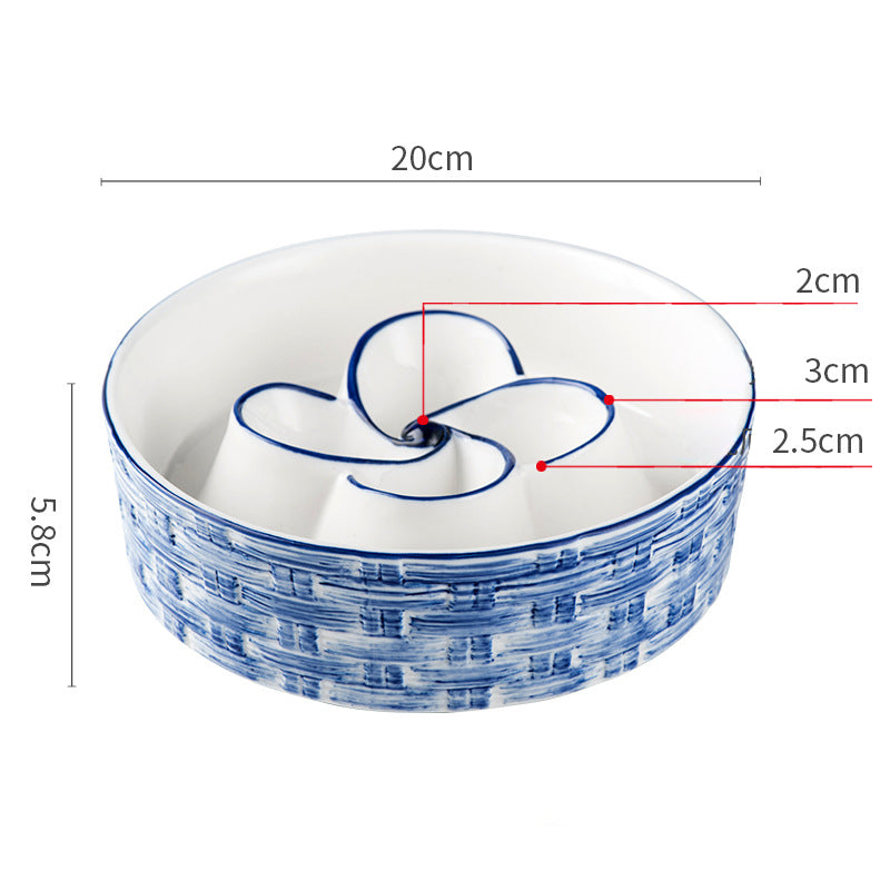 Ceramic Slow Feeder Dog Bowl - Anti-Choking Non Slip Bowl for Medium Large Dogs