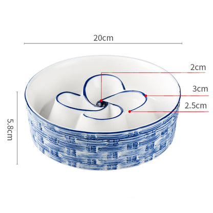 Ceramic Slow Feeder Dog Bowl - Anti-Choking Non Slip Bowl for Medium Large Dogs
