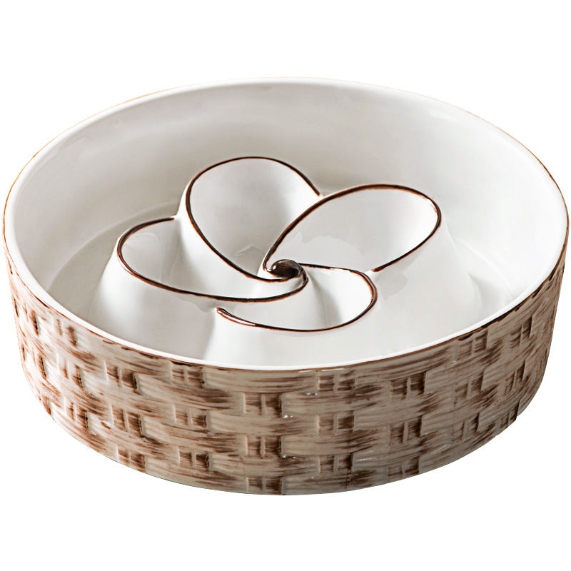 Ceramic Slow Feeder Dog Bowl - Anti-Choking Non Slip Bowl for Medium Large Dogs