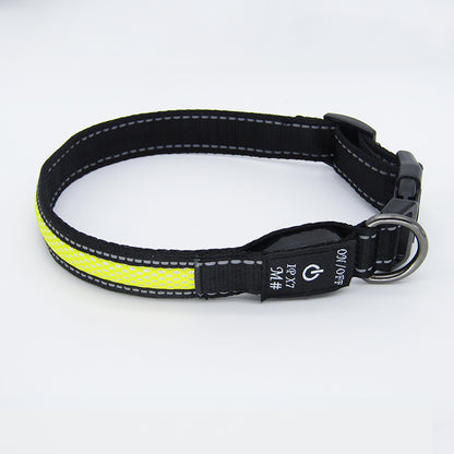 LED Luminous Dog Collar - USB-C Rechargeable Waterproof Nylon Mesh for Dogs