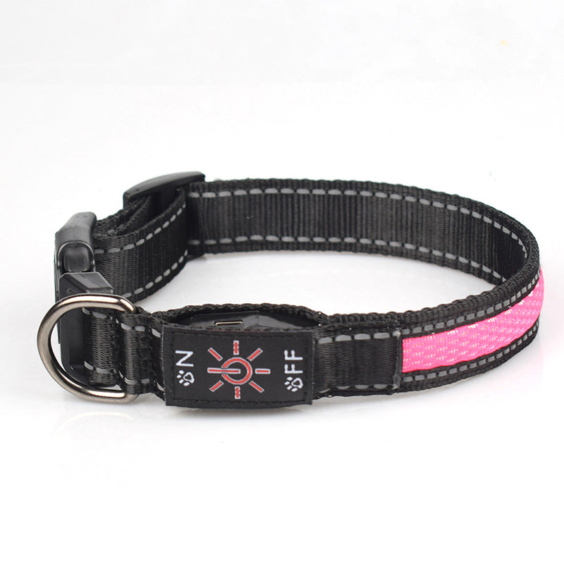 LED Luminous Dog Collar - USB-C Rechargeable Waterproof Nylon Mesh for Dogs