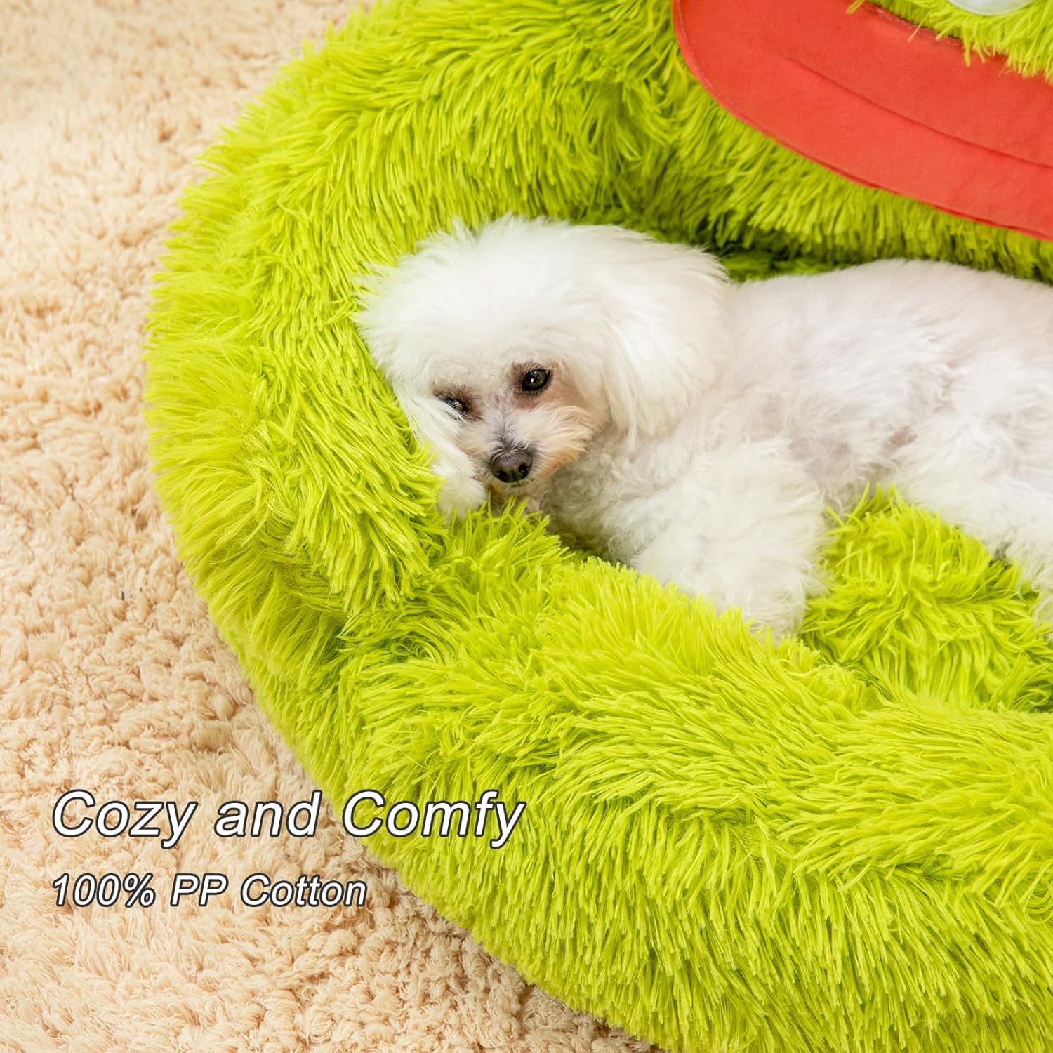 Calming Donut Dog And Cat Bed - Soft Plush Cartoon Design for Small Pets