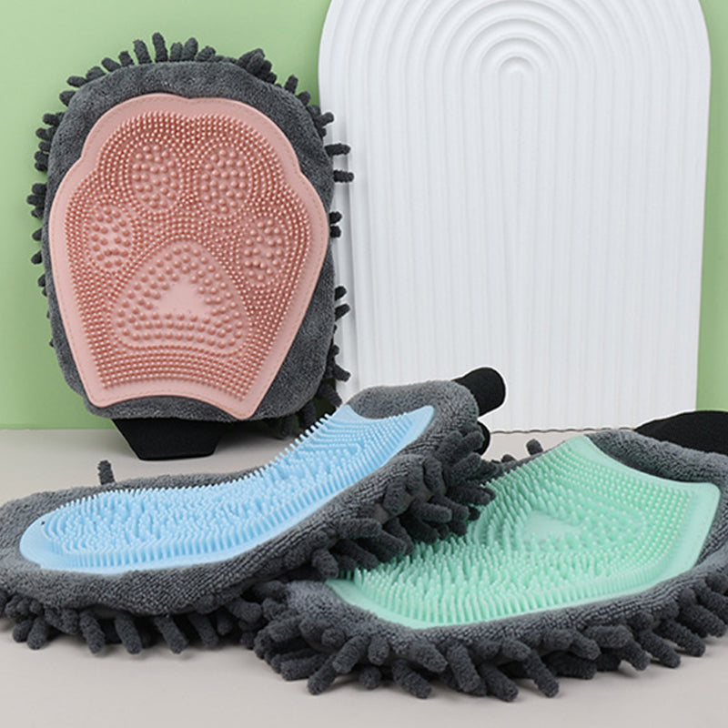 Pet Bathing Brush Grooming Minimum - 2-in-1 Massage Glove for Dogs and Cats