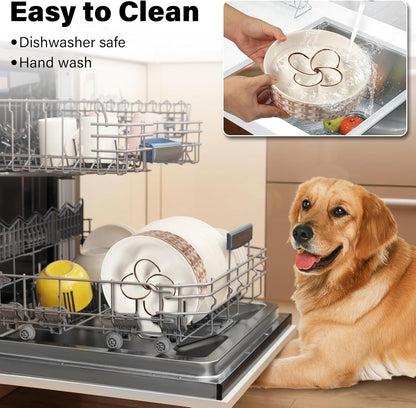 Ceramic Slow Feeder Dog Bowl - Anti-Choking Non Slip Bowl for Medium Large Dogs