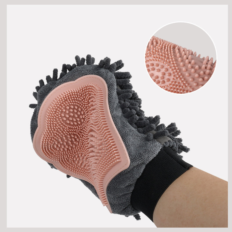 Pet Bathing Brush Grooming Minimum - 2-in-1 Massage Glove for Dogs and Cats