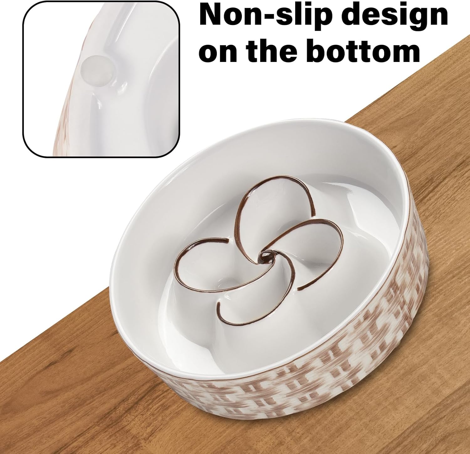 Ceramic Slow Feeder Dog Bowl - Anti-Choking Non Slip Bowl for Medium Large Dogs
