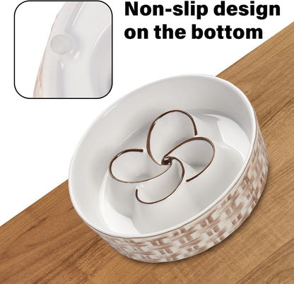Ceramic Slow Feeder Dog Bowl - Anti-Choking Non Slip Bowl for Medium Large Dogs