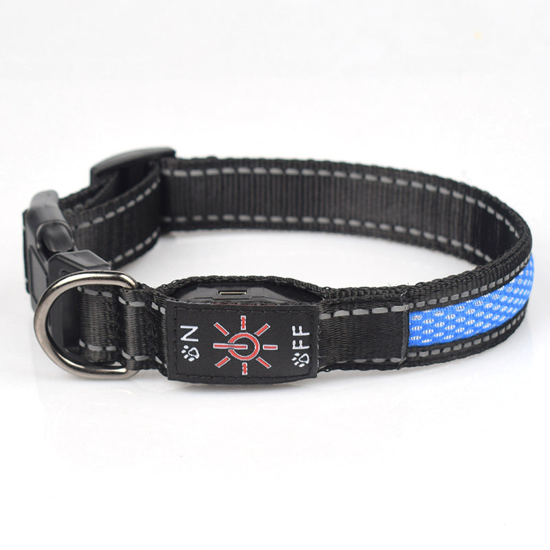 LED Luminous Dog Collar - USB-C Rechargeable Waterproof Nylon Mesh for Dogs