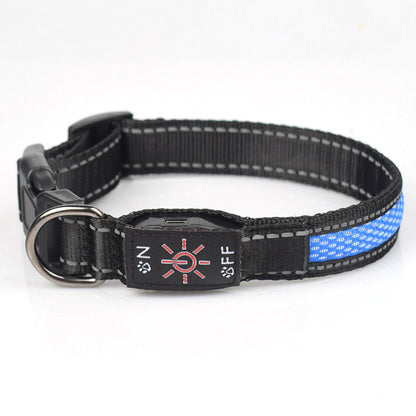 LED Luminous Dog Collar - USB-C Rechargeable Waterproof Nylon Mesh for Dogs