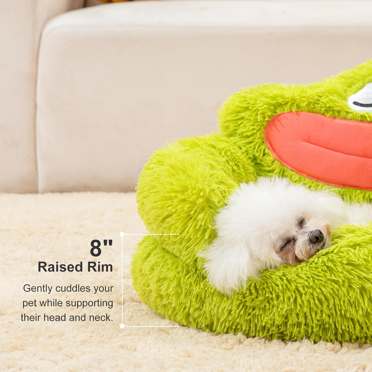 Calming Donut Dog And Cat Bed - Soft Plush Cartoon Design for Small Pets