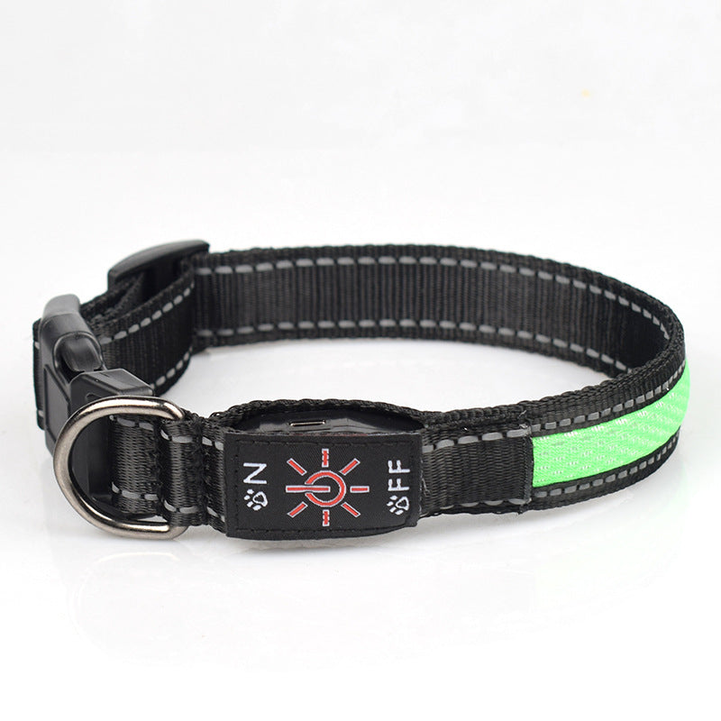 LED Luminous Dog Collar - USB-C Rechargeable Waterproof Nylon Mesh for Dogs