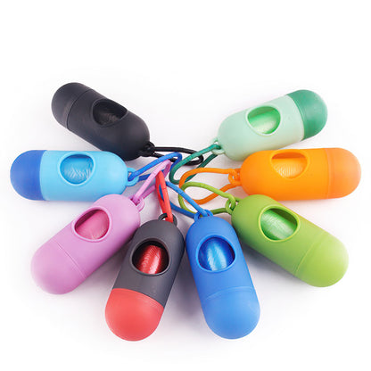 Dog Poop Bag Dispenser With Hook in various colors, ideal for pet owners who value convenience during walks.