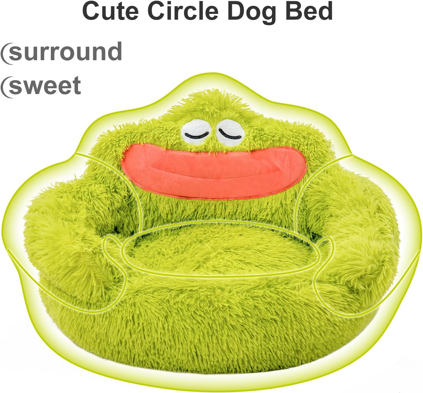 Calming Donut Dog And Cat Bed - Soft Plush Cartoon Design for Small Pets