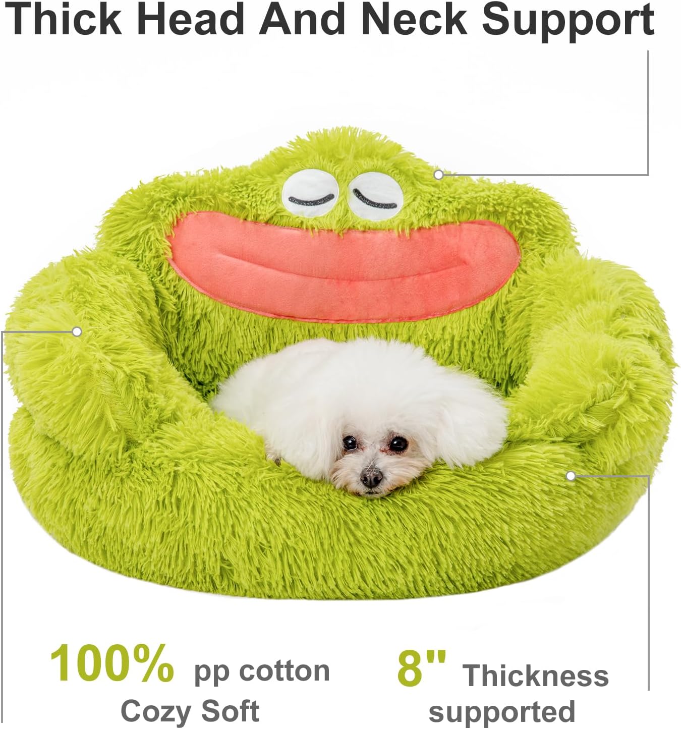 Calming Donut Dog And Cat Bed - Soft Plush Cartoon Design for Small Pets